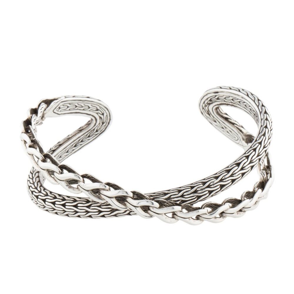 JOHN HARDY STERLING SILVER 925 BRAIDED CUFF BRACELET